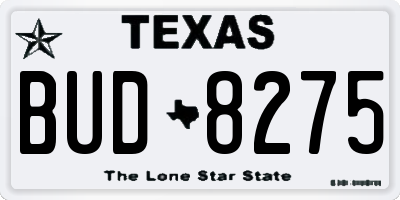 TX license plate BUD8275