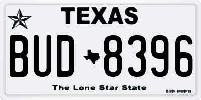 TX license plate BUD8396