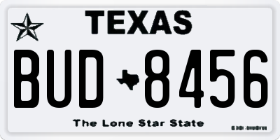 TX license plate BUD8456