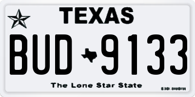TX license plate BUD9133