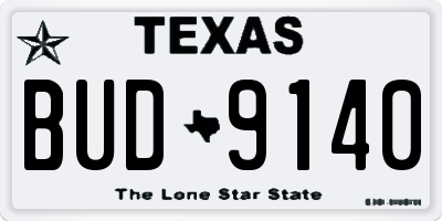 TX license plate BUD9140