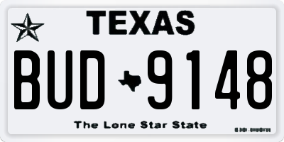 TX license plate BUD9148