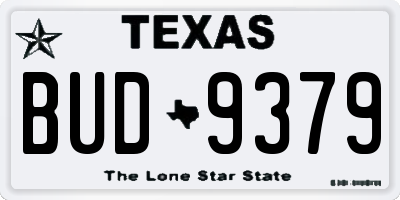 TX license plate BUD9379