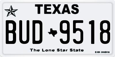 TX license plate BUD9518