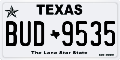 TX license plate BUD9535