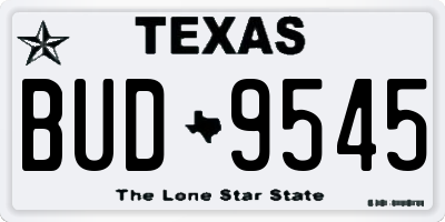 TX license plate BUD9545