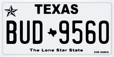 TX license plate BUD9560
