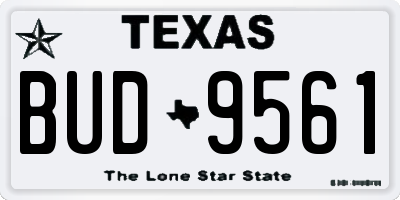 TX license plate BUD9561