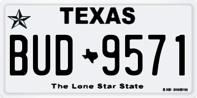 TX license plate BUD9571