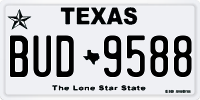 TX license plate BUD9588