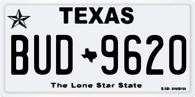 TX license plate BUD9620