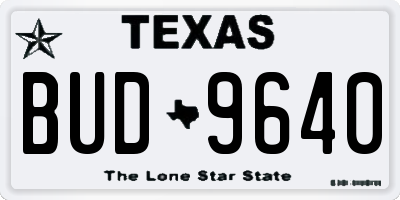 TX license plate BUD9640