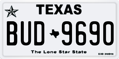 TX license plate BUD9690