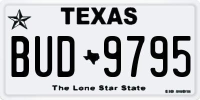 TX license plate BUD9795