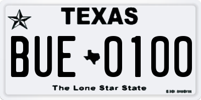 TX license plate BUE0100