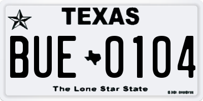 TX license plate BUE0104