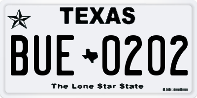 TX license plate BUE0202