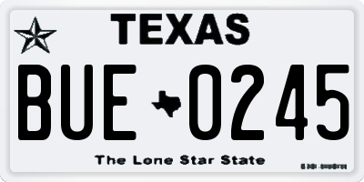 TX license plate BUE0245