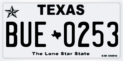 TX license plate BUE0253