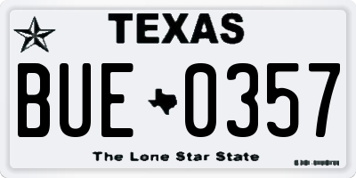 TX license plate BUE0357