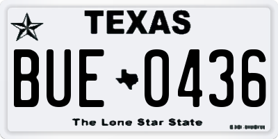 TX license plate BUE0436