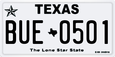 TX license plate BUE0501