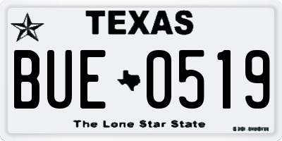 TX license plate BUE0519