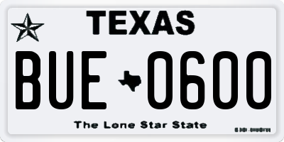 TX license plate BUE0600