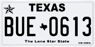 TX license plate BUE0613