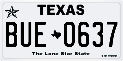TX license plate BUE0637