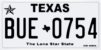 TX license plate BUE0754