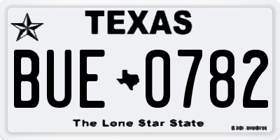 TX license plate BUE0782