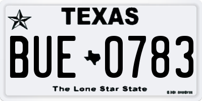 TX license plate BUE0783