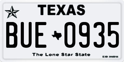 TX license plate BUE0935