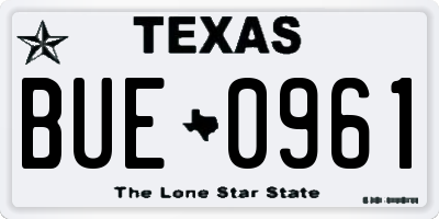 TX license plate BUE0961