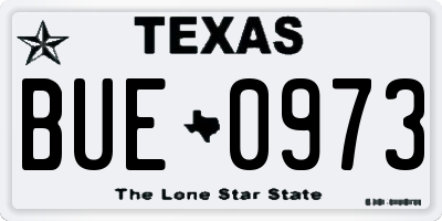 TX license plate BUE0973