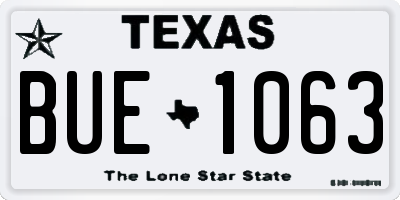TX license plate BUE1063