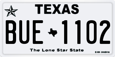 TX license plate BUE1102