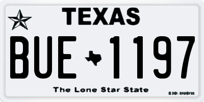 TX license plate BUE1197