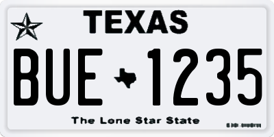 TX license plate BUE1235