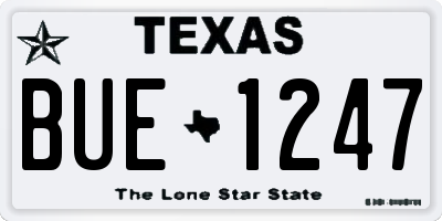 TX license plate BUE1247