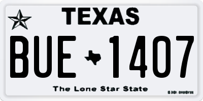 TX license plate BUE1407