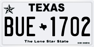 TX license plate BUE1702