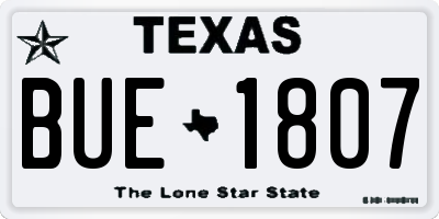 TX license plate BUE1807