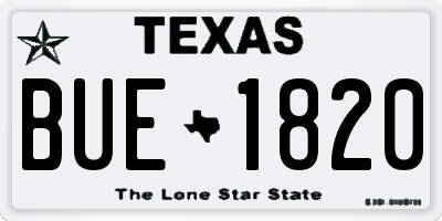 TX license plate BUE1820