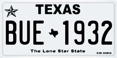 TX license plate BUE1932