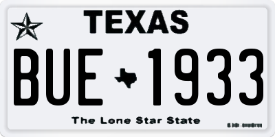 TX license plate BUE1933