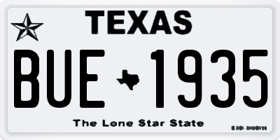 TX license plate BUE1935