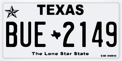 TX license plate BUE2149