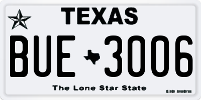 TX license plate BUE3006